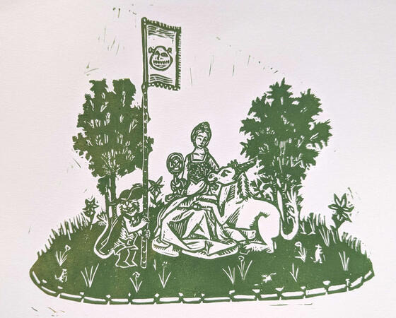 Licorn Ogre Princess Block Print